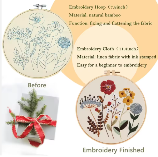 Cute Flowers and Plants Punch Needle Cross Stitch Diy Embroidery Kit Sewing Kit - View 2