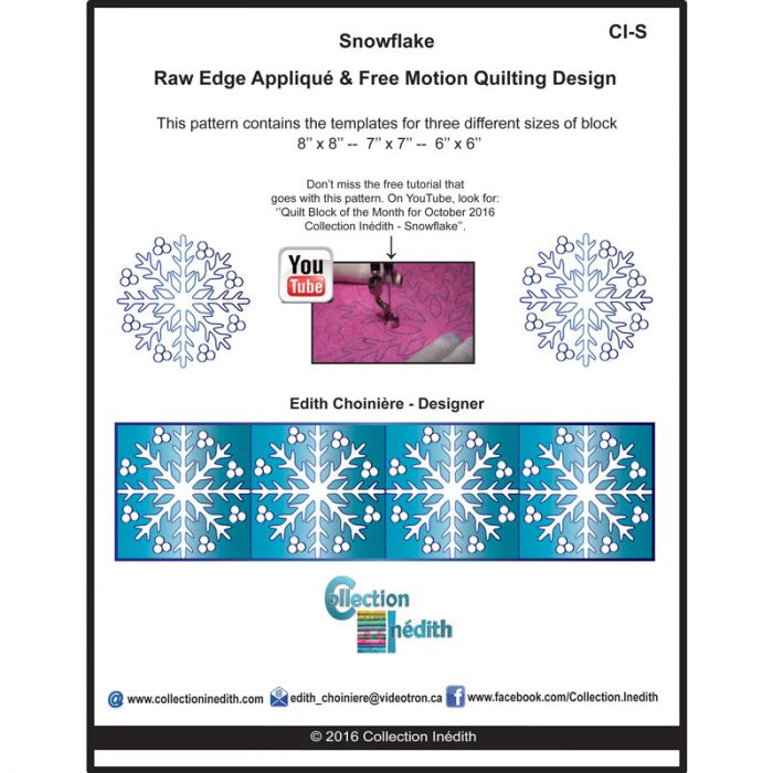 Snowflake pattern - Free Motion Quilting and Raw Edge Applique Technique - View 2