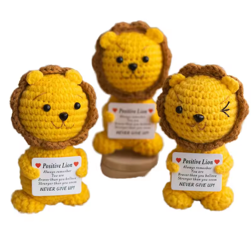 Custom Cute Cotton Eco-friendly Hand-woven Crochet Lion Positive Energy Office Decor Gift for Christmas All Seasons - View 2