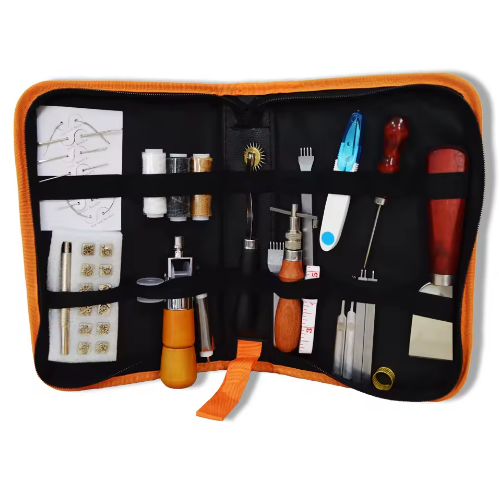 Professional Leather Craft Kit Sewing Tools Set with Waxed Thread Needles Punch Awl DIY Repair Belts Wallets Making - View 1