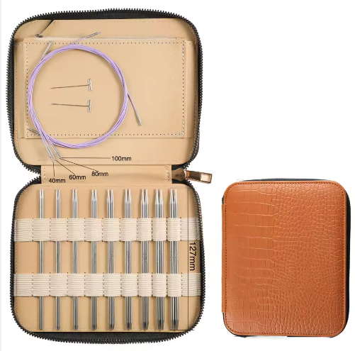 Interchangeable Circular Knitting Needles Set 13 Pairs Aluminum DIY Craft Tools Travel Portable Stainless Steel Weaving Kit - View 2