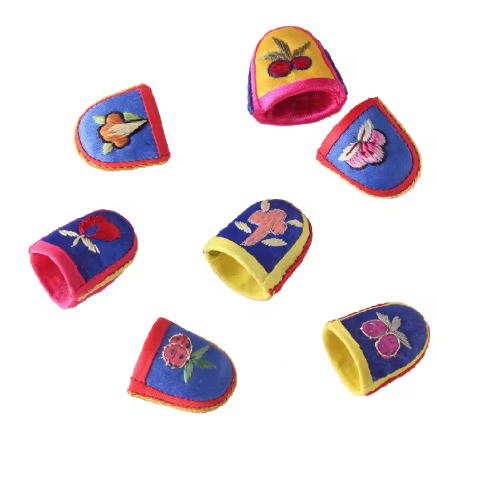 Family Commonly Used Practical Jewelry Accessories Embroidered Thimble Embroidered Fingernail Thimble - View 1