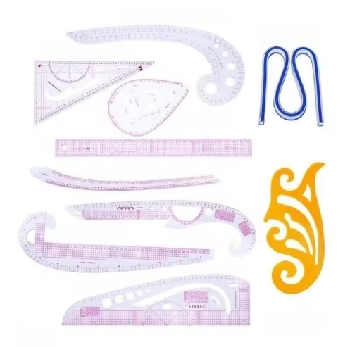 French Curve Sewing Tailor Patchwork Ruler Set Clothing Plastic Design French Curve Bag Essential Tool for Needlework Sewing - View 2