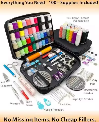 DIY Portable Leather Sewing Kit Set Hand Needle and Thread Kit Premium Sewing Supplies Accessories for Emergency Repairs - View 2