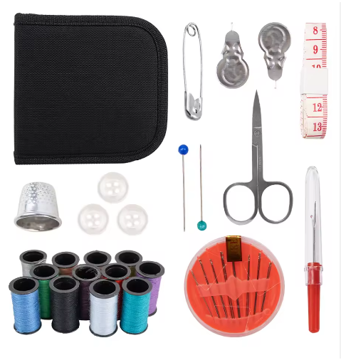 Mini Sewing Kit Square Black Travel Bag Portable with Custom Logo Hand Knitting Sewing Made Cotton Stainless Steel - View 2