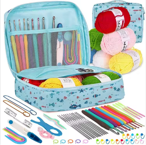DIY 58-piece Crochet Kit Wool Crochet Set Beginner Knitting Tool Set Portable Travel Crochet Bag Material Package for Knitting - View 2