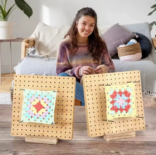 Bamboo Wooden Crochet Blocking Board with Stainless Steel Pins for Knitting & Granny Square Projects - View 2