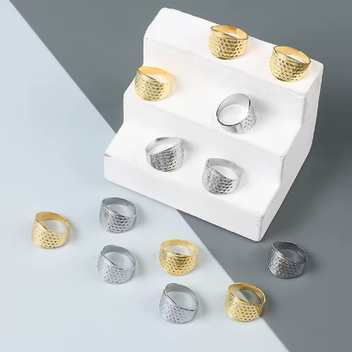 Fashion Accessories for Household Sewing DIY Non-Slip Finger Gold Silver Metal Thimble - View 2
