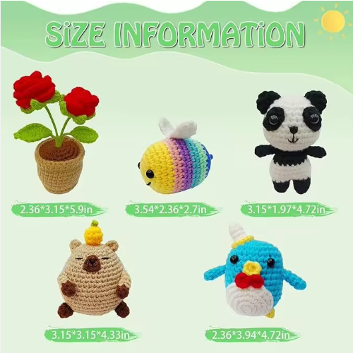 Amigurumi Crochet Animal Kit Materials , DIY Crochet Starter Set with Yarn and Tools, Cute Stuffed Animals Craft for Beginners - View 2