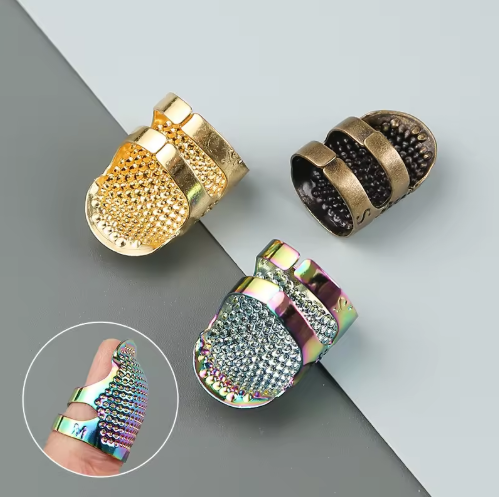 Sewing Tools Needle Presser Finger Thimble Needlework Adjustable Metal Thimble - View 2