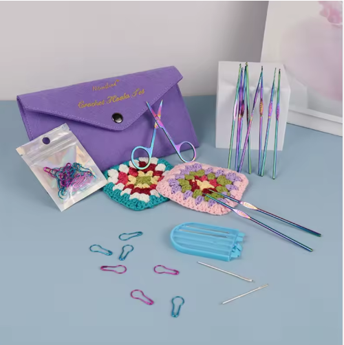 Rainbow Titanium Crochet Hook Set DIY Hand Knitting Tool Kit Stitch Markers Yarn Needle Accessories Amigurumi Hat Socks Weaving - View 2
