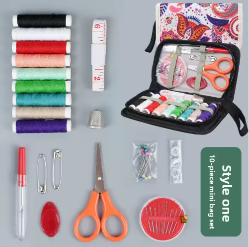 Colorful Printed Mini Sewing Kit Accessory Cross-Border Polyester Zipper Sewing Bag Handmade Sewing Needle Thread for Household - View 2