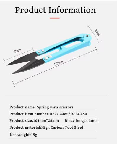 Hot Selling Mini U-Shaped Spring Scissors Trumpet Black Blade Yarn Thread Scissors Household Use Clothing Tailoring Made Steel - View 2