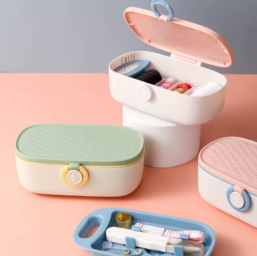 2025 New Style Modern Portable Sewing Kit Box Home Use Rectangle Shape PP Plastic with Aluminum Metal Sleek Design - View 2