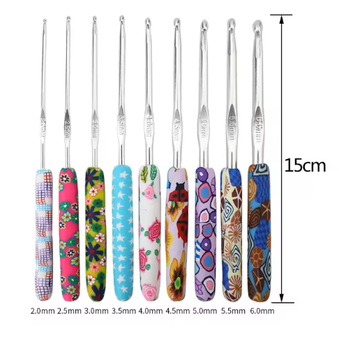 New Crochet Silver Soft Pottery Crochet 9 Pieces Set Storage Bag Knitting Tools Crochet Hook Set - View 2