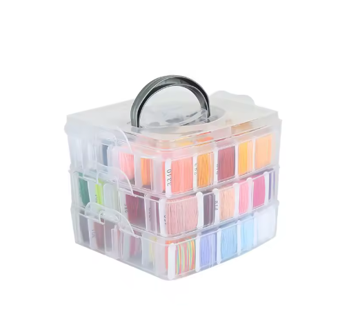 3-Layer Cross Stitch Thread Embroidery Sewing Kit 192 Colors with Metal Wire Weaving Plastic Box Set - View 2