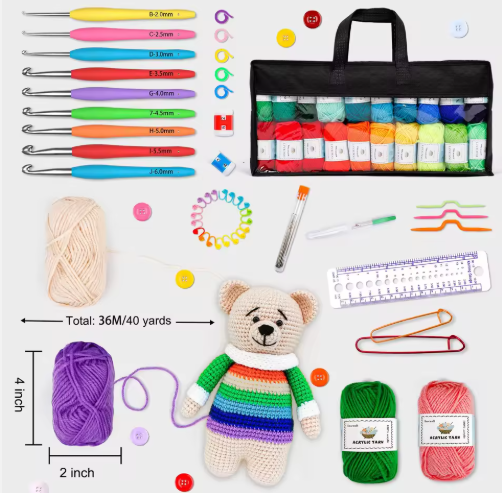 20-Color Soft Wool Yarn & Crochet Hook Set for DIY Knitting & Crochet Crafts - View 2
