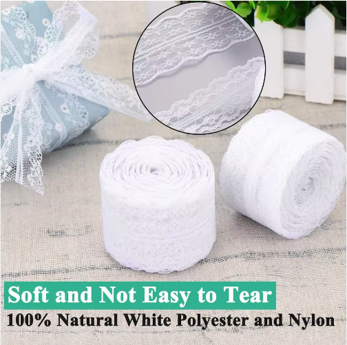 Sewing Supplies White Lace Ribbon Laces with Assorted Pattern for Sewing, Crafts, Wedding Decor, Flower Ribbons 10m - View 3