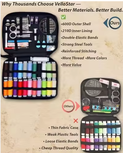 DIY Portable Leather Sewing Kit Set Hand Needle and Thread Kit Premium Sewing Supplies Accessories for Emergency Repairs - View 3