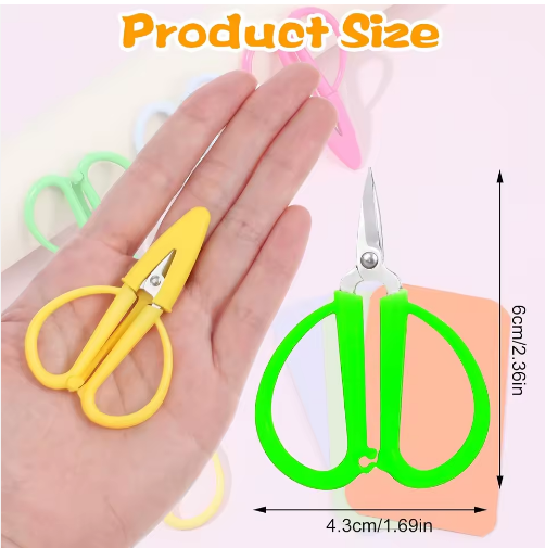 Small Travel Scissors Blue pink Green Yellow Silicone Handle and Cover Handcraft Mini Embroidery Safety Scissors - View 3