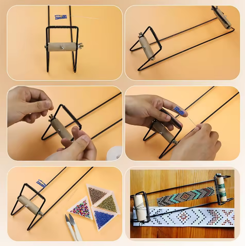 Custom Hot Sale Diy Metal Bead Loom Kit Set Weaving Beading Loom Beading Supplies Tools for Handmade Plastic Jewelry Craft - View 3