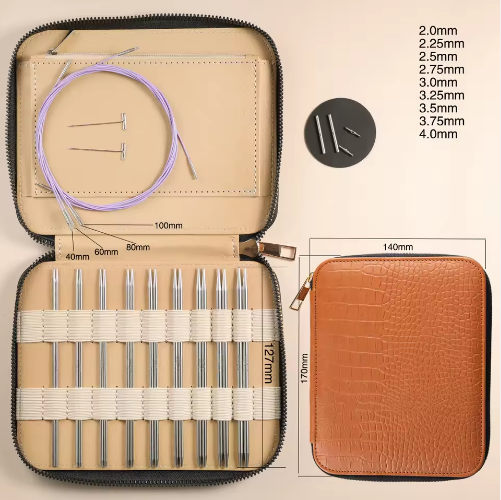 Interchangeable Circular Knitting Needles Set 13 Pairs Aluminum DIY Craft Tools Travel Portable Stainless Steel Weaving Kit - View 4