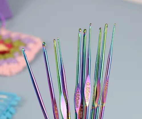 Rainbow Titanium Crochet Hook Set DIY Hand Knitting Tool Kit Stitch Markers Yarn Needle Accessories Amigurumi Hat Socks Weaving - View 3
