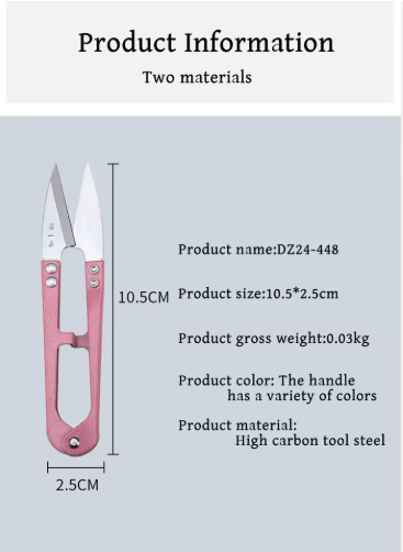 Hot Selling Mini U-Shaped Spring Scissors Trumpet Black Blade Yarn Thread Scissors Household Use Clothing Tailoring Made Steel - View 3