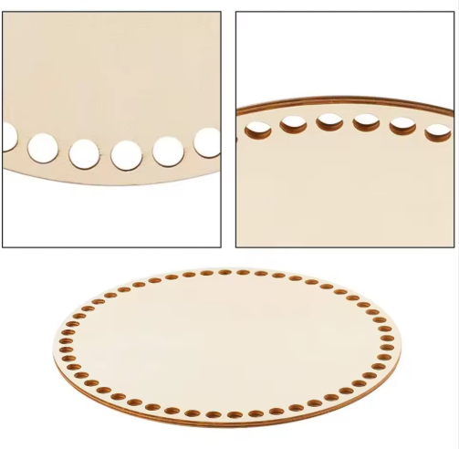2pcs Natural Wooden Basket Bottom Hollow Crochet Basket Wood Base for Diy Knitting Bag Bottom Shaper Craft Making Weaving - View 3