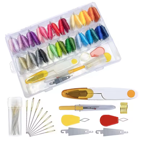 3-Layer Cross Stitch Thread Embroidery Sewing Kit 192 Colors with Metal Wire Weaving Plastic Box Set - View 3
