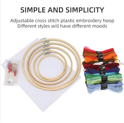Plastic Cross Stitch Hoop Mini DIY Portable 50-Color Thread Embroidery Hoop Set Cross Stitch Tool Accessory Kit for Needlework - View 3