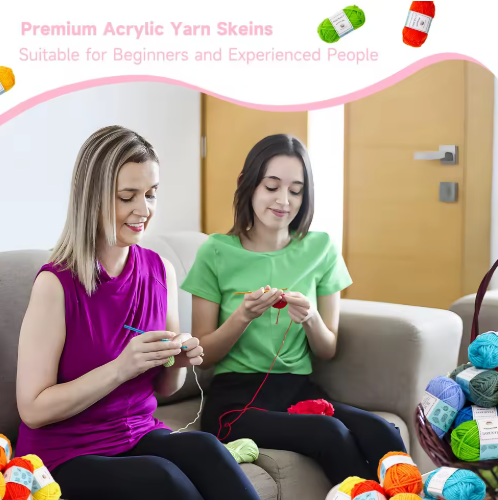 Soft Combed Cotton Wool Yarn Applicable Crochet Yarn Hand Knitting DIY Craft Knitting Wool Yarn Set 120m - Pack of 20 - View 3
