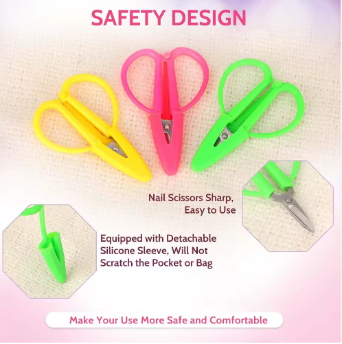 Mini Small Scissors Silicone Handle and Cover Handcraft Embroidery Safety Scissors Mini Scissors Sewing Crafting Needlework - View 4
