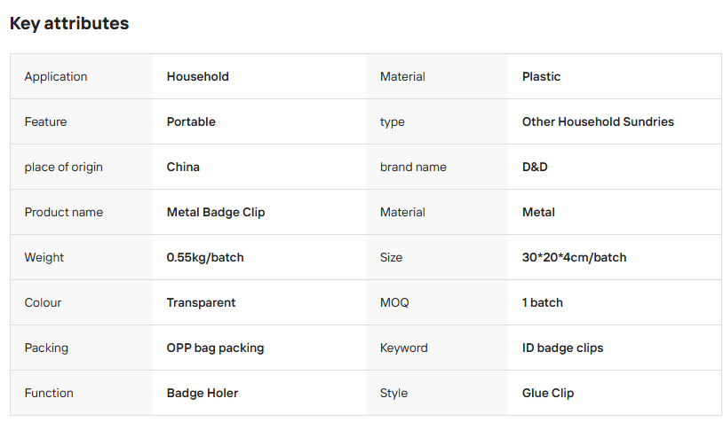 Transparent Glue Metal Badge Clip Plastic Document Sleeve ID Badge Holder with Pin for Household Use - View 4