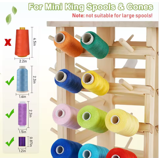 Rotating 72 Bobbin Wooden Sewing Thread Organizer Standing Desktop Embroidery Knitting Yarn Holder with OEM ODM Design - View 4