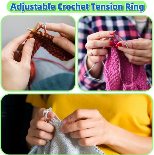 Adjustable Silver Peacock Crochet Rings Personalized Hand Knitting Tools for Quilting Crafts DIY Webbing Knitting Use Made Metal - View 4