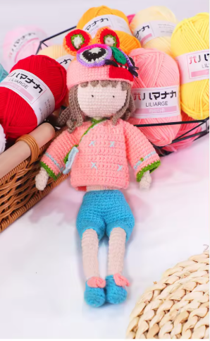 Soft Combed Cotton Wool Yarn Applicable Crochet Yarn Hand Knitting DIY Craft Knitting Wool Yarn Set 120m - Pack of 20 - View 4
