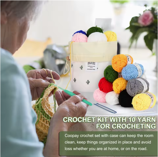 64-Piece Wool Knitting DIY Crochet Set Simple Easy to Learn Kit with Storage Bag for Beginners for Hand Use & Travel - View 4