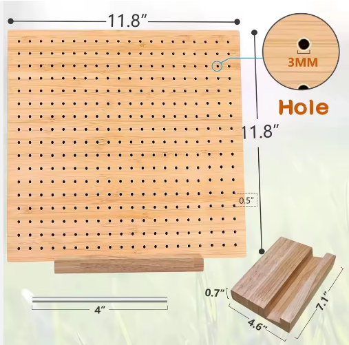 Bamboo Wooden Crochet Blocking Board with Stainless Steel Pins for Knitting & Granny Square Projects - View 4