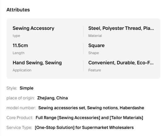 Sewing Accessories & Tailor Materials | Plastic-Free Supermarket Sewing Supplies | One-Stop Needlework Tailor Tool Kit - View 2
