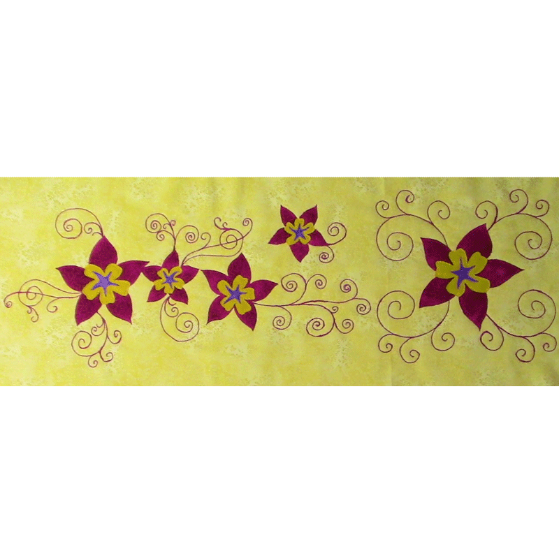 Pattern of Ribbon of Flowers - Free Motion Quilting and Raw Edge Applique Technique - View 2