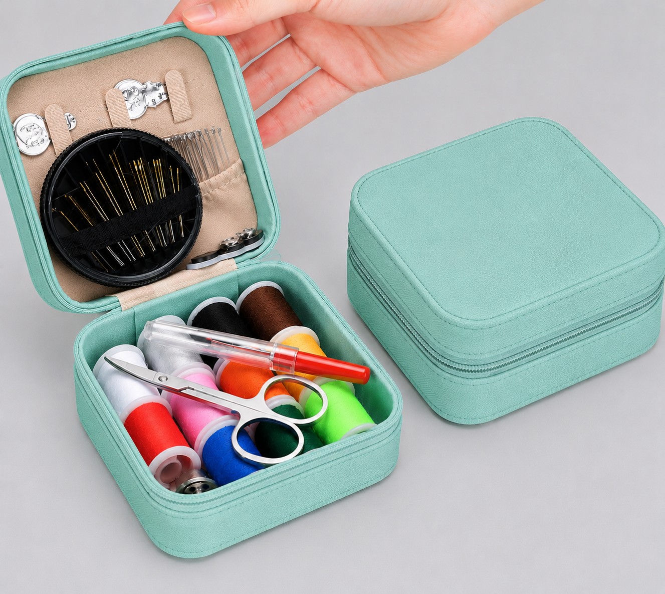 Portable Household Multifunctional Sewing Tools Kit Square Plastic Sewing Box Set for Hand Knitting - View 3